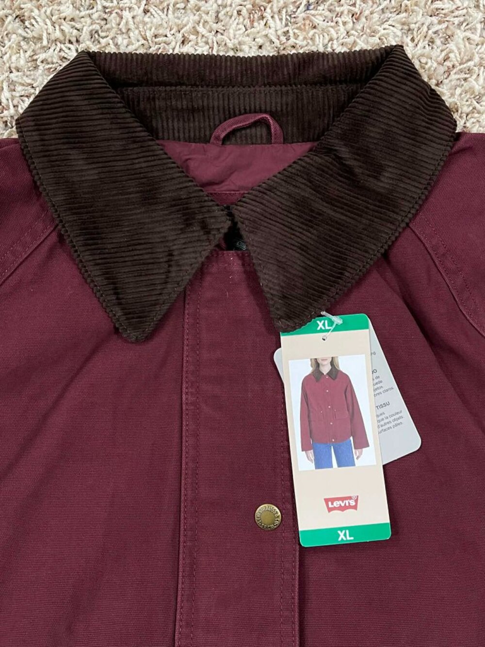 Levi's Women's Shorty Barn Canvas Jacket Dark Red, Size XL (New) - Picture 7 of 16